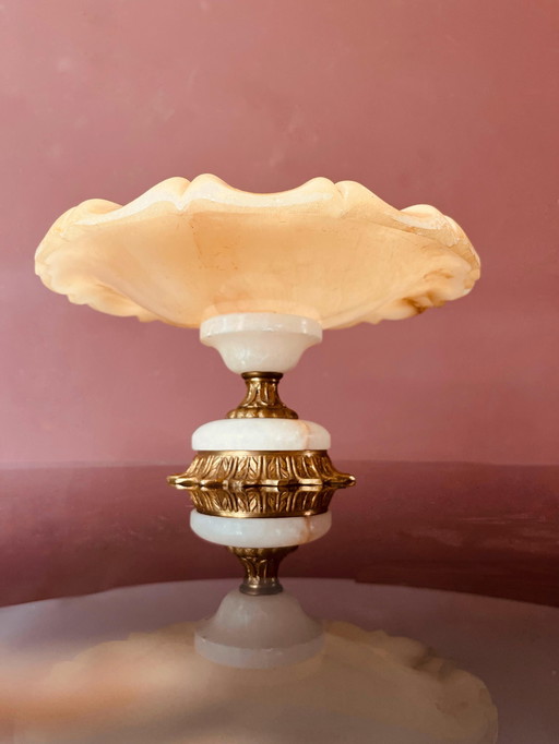 Cuenco de alabastro sobre base de latón - Alabastras Miquel