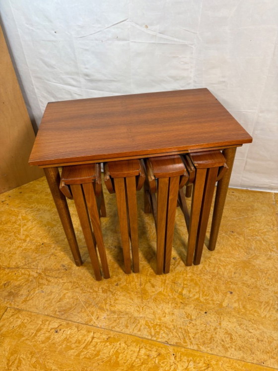 Image 1 of Mid-Century Retro Vintage Teak Nest of Tables by Poul Hundevad 1960  Iconic Danish Design • Space-Saving • Decorative & Function
