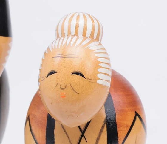 Image 1 of Ensemble de poupées kokeshi vintage, couple âgé