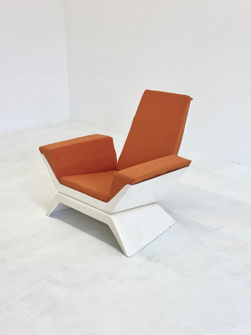 Fauteuil vintage orange de l'âge de l'espace très unique