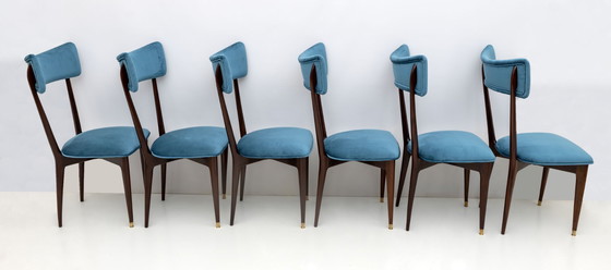 Image 1 of Ico & Luisa Parisi Rare Set of Six Mid-century Modern Velvet Dining Chairs, 50s