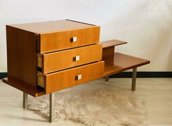Vintage Midcentury Sidetable / Halmeubel Met Spiegel – Wandkast, Crystal, Wood (photo 4 of 10)