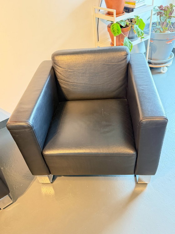 Brühl & Sippold Leren 2-Zitsbank + Fauteuil – Design – Zithoek, Leather, Metal (photo 6 of 9)