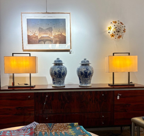 Coppia di Lampade da Tavolo Vintage – Metallo, Tessile (photo 2 of 5)