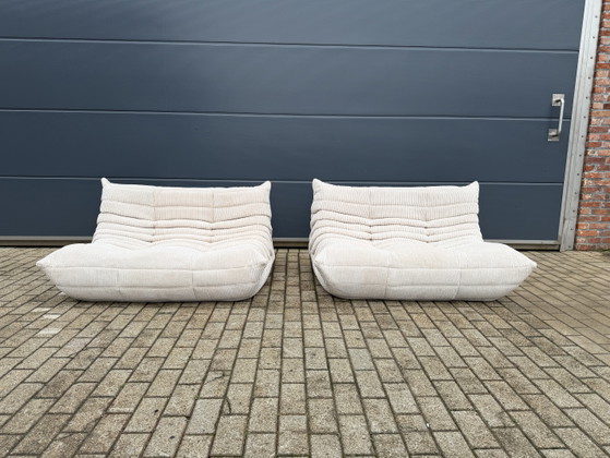 Image 1 of Ligne Roset Togo 2x 2zit in Beige Ribcord (Velours côtelé)