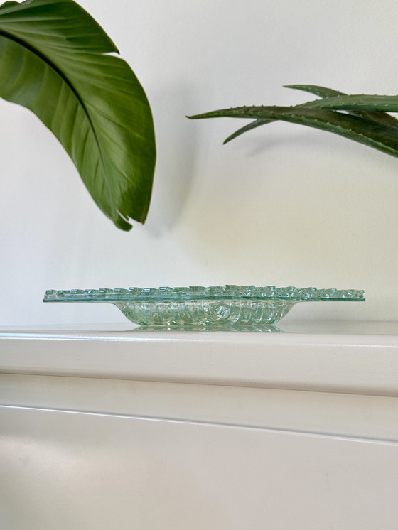 Image 1 of Glass Design Bowl - Fused Art Glass With Blocked Texture