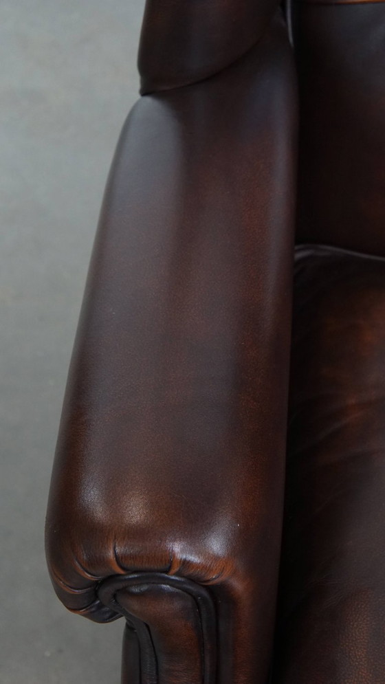 Image 1 of Oorfauteuil gemaakt van rundleer in Engelse stijl