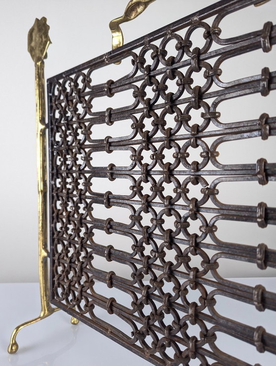 Image 1 of Bronze and Wrought Iron Fireplace Screen by David Marshall, 1970s