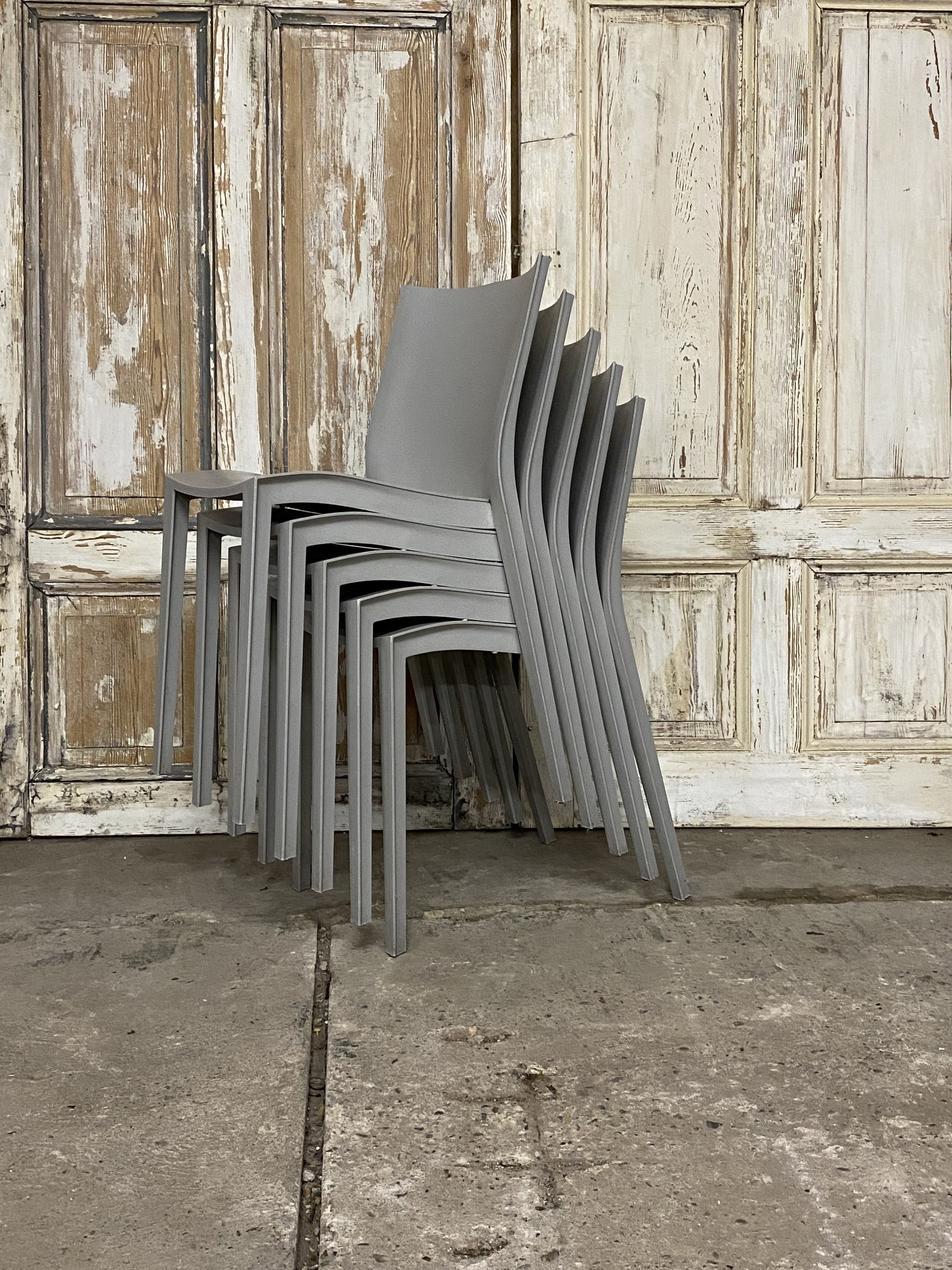 5x Slick Slick Stuhl, Grau, entworfen von Philippe Starck für xO
