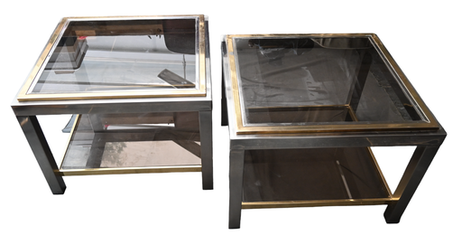 Hollywood Regency, pair of BelgoChrom Dewulf side tables