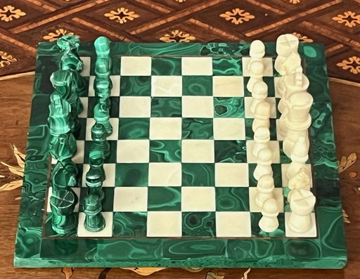 Jeu d'échecs en malachite fait main. – decoratieve objecten, Stone (photo 2 of 5)