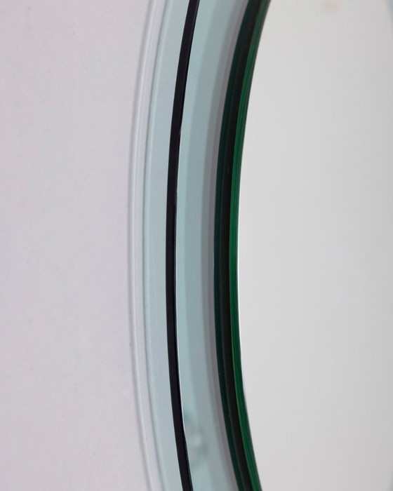 Image 1 of Vintage 1970s round wall mirror in smoked glass, Italian design 