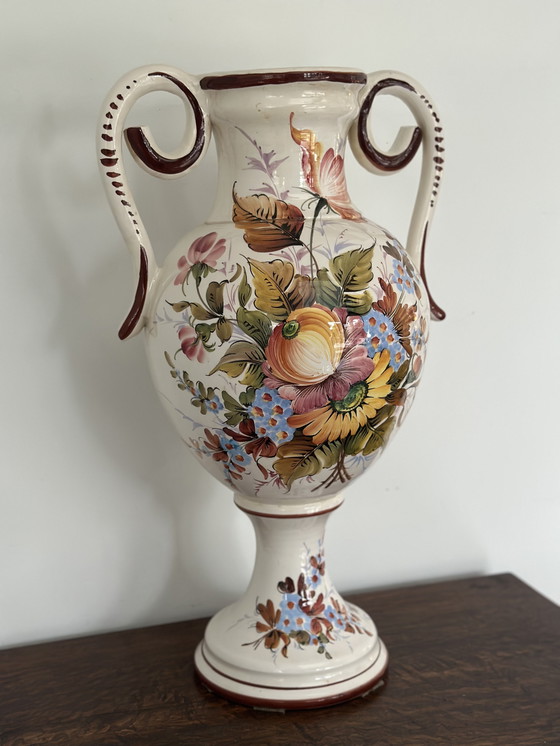 Image 1 of Large hand-painted Italian ceramic amphora – Bassano tradition