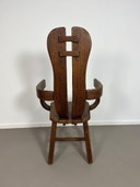 Brutalist oak De Puydt chair, Belgium 1960s
