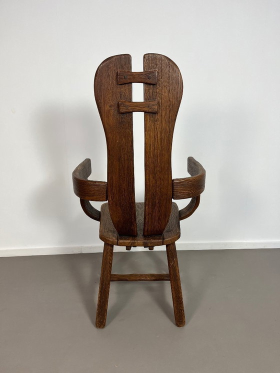 Image 1 of Sedia brutalista in rovere De Puydt, Belgio 1960