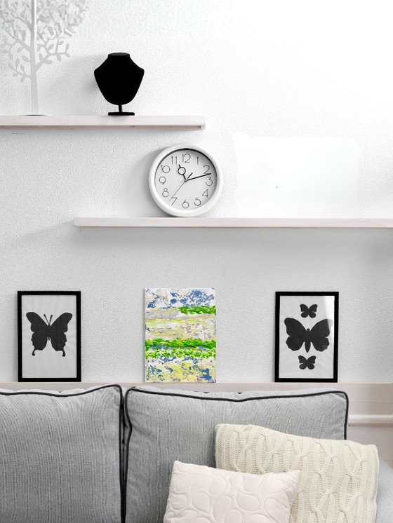 Image 1 of Abstract painting VOLT Chlorophyll, original modern artwork 18 x 24 cm.