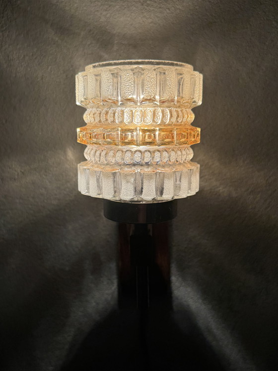 Image 1 of Vintage wall lamp with glass and wood