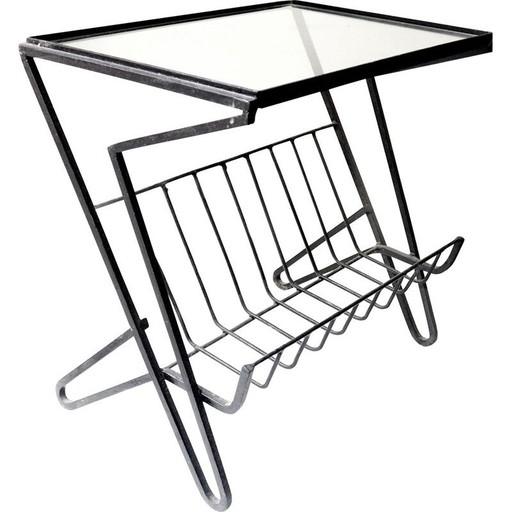 Table porte-revues en fer vintage 1950