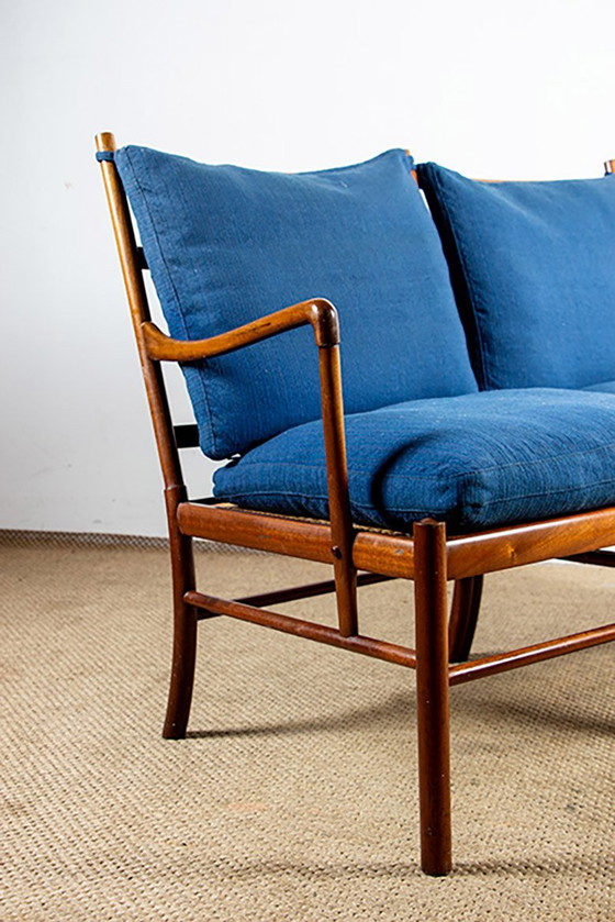 Image 1 of 2-seat Danish sofa in mahogany and cane, model PJ 149/2 OR "Colonial chair" by Ole Wanscher for Poul Jeppesen.
