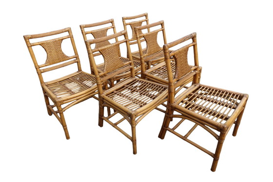 Image 1 of 6 sedie da pranzo in bambù