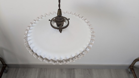 Image 1 of Vintage White Opaline Hanging Lamp