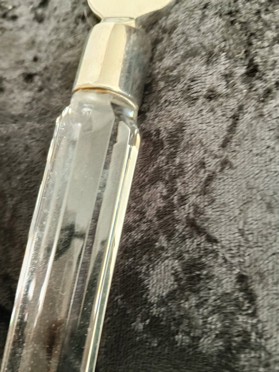 Image 1 of Hochwertiger Tortenheber von Orrefors Sweden aus geschliffenem Kristallglas mit Edelstahl