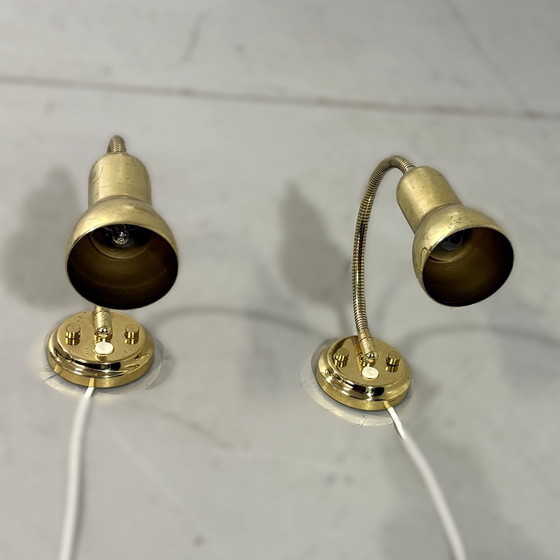 Image 1 of Lampade da parete flessibili in ottone, lampade da comodino, anni '60