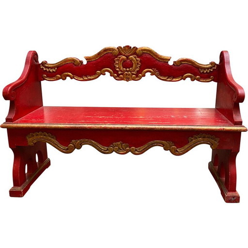 Banc vénitien vintage en bois, 1950