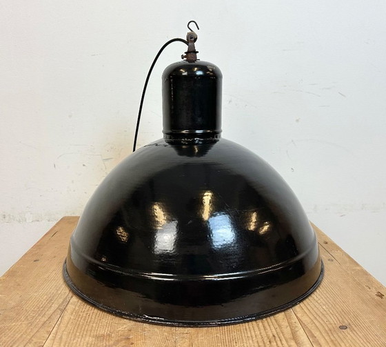 Image 1 of Industrial Black Enamel Factory Pendant Lamp, 1950s