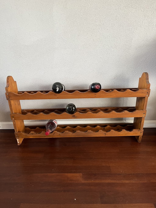 Robuust vintage houten wijnrek