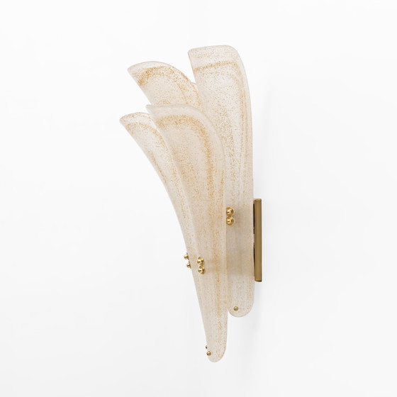 Image 1 of Coppia di applique moderne del XX secolo in vetro di Murano satinato e foglia d'oro