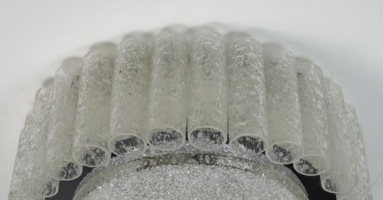 Plafonnier vintage Doria en verre glacé, style années 1960, avec 32 tubes en verre. – Metal (photo 8 of 13)