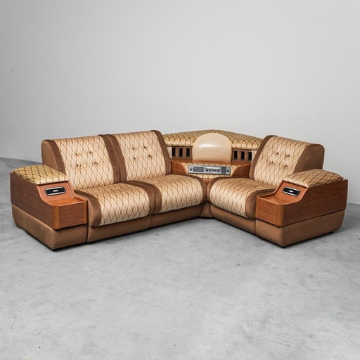 MODULAIRE 3-ZITSBANK IN MODERNE STOF UIT DE JAREN 70