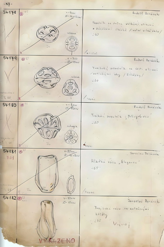 Image 1 of Sommerso Vase „ELEGANCE“ aus den 1950er Jahren, Muster Nr. 54181 von Jaroslav Beranek