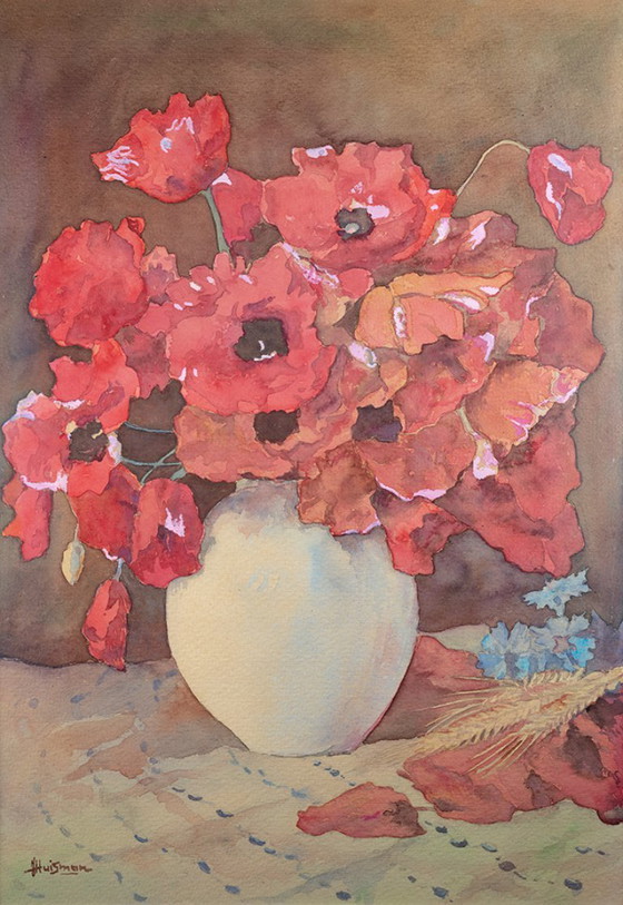 Image 1 of Jopie Huisman---Mohnblumen in weißer Vase --groß!!