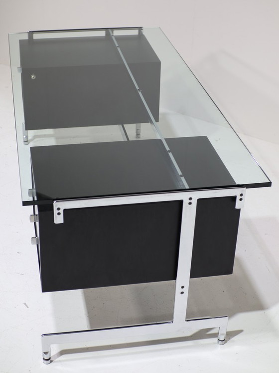 Image 1 of Preben Fabricius and Jørgen Kastholm desk black chrome glass 1960s