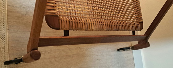 Image 1 of After JOHANNES ANDERSEN – Teak & Rattan Serving Trolley, CFC Silkeborg, Mid-20th Century