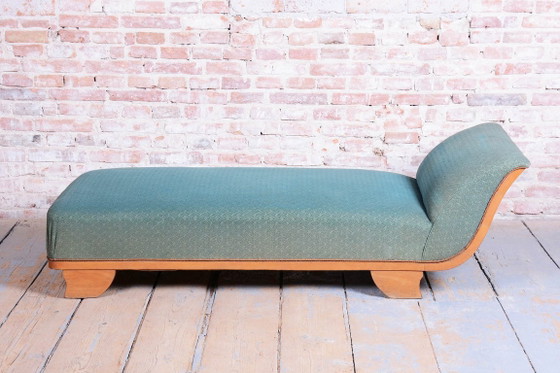 Gerestaureerde art-deco bank, beukenhout, herleefd Pools, Tsjechisch, jaren 1920 – Chaises longue, Textile (photo 7 of 9)