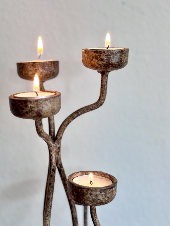 Portacandele Brutalista Vintage a 6 Luci – Metal (photo 7 of 9)