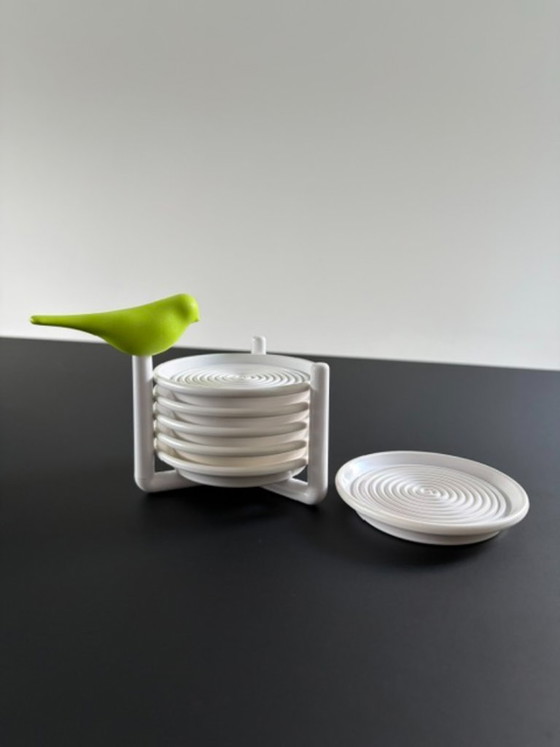 Set of 6 Design Coasters with Bird – White/Green – Table accessories, Other (photo 7 of 15)