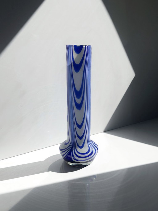 Carlo Moretti Vintage Vase aus blau-weißem Glas, Italien 1970er Jahre – vazen, Murano Glass (photo 2 of 5)
