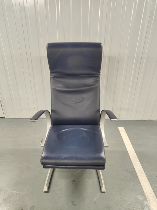 Rolf Benz relax blauw leren relax-fauteuil
