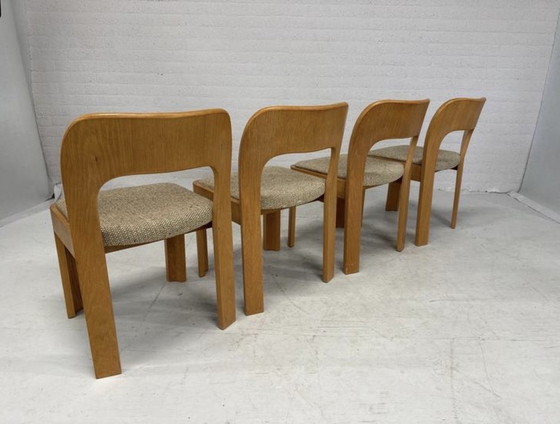 Image 1 of Sedie brutaliste di metà secolo – set di 4 – in compensato scultoreo