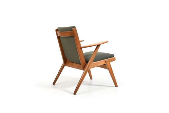 Rara poltrona Arne Wahl Iversen, Modello 14 – Hans Hansen Son Odense, Poltrone, Legno, Tessile, Vintage (photo 5 of 13)