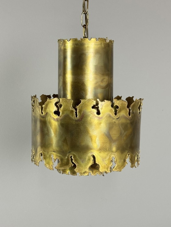 Image 1 of Brutalist Brass Pendant Lamp, Model 6407 by Svend Aage Holm-Sørensen for Holm Sørensen, Denmark, 1960s
