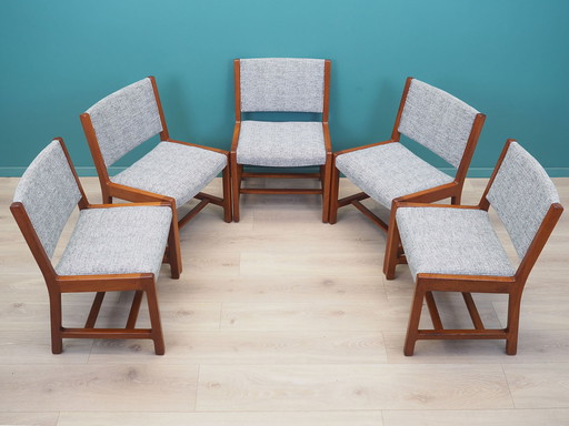 Set Of Five Teak Chairs, Danish Design, 1970S, Production: Denmark