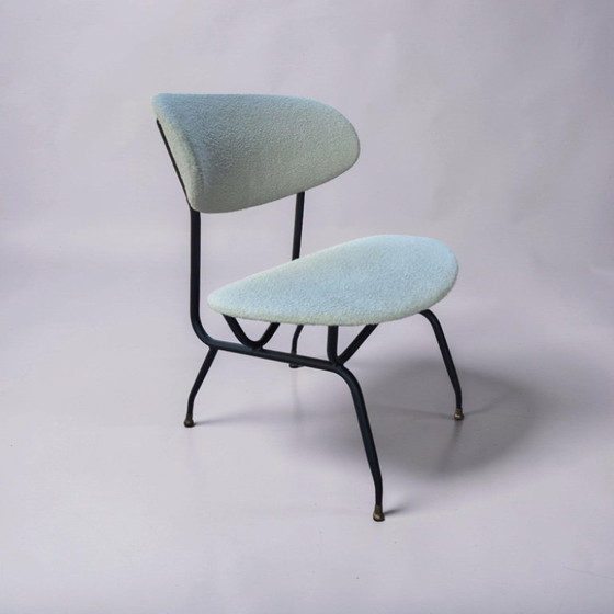 Ensemble de 4 fauteuils lounge de Gastone Rinaldi, Italie, années 1950 – Chaises & fauteuils, Metal, Textile (photo 7 of 7)