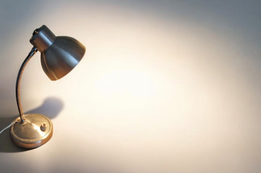 Industrial-style casserole-style lamp - Brushed aluminum - 1960s