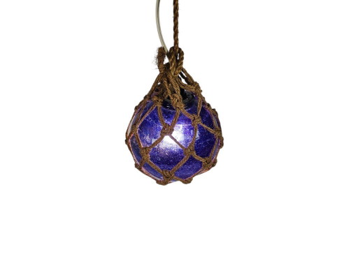 Lampada a sospensione vintage a forma di palla da pescatore in vetro (o galleggiante in vetro) degli anni '60.