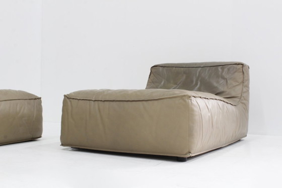 Image 1 of Vintage modulaire sofa groen leer van Verzelloni, Italië, jaren 90 